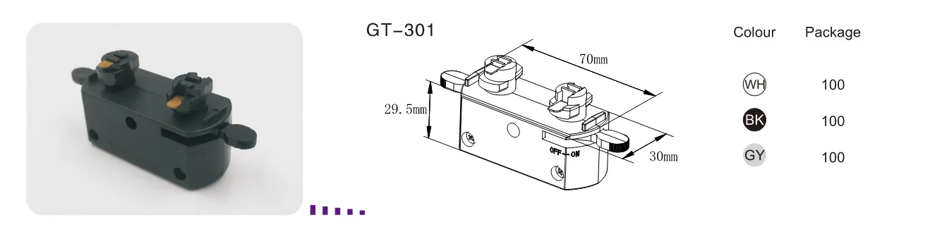 GT301 3 Wires Single Circuit Track Light Adapters view 3