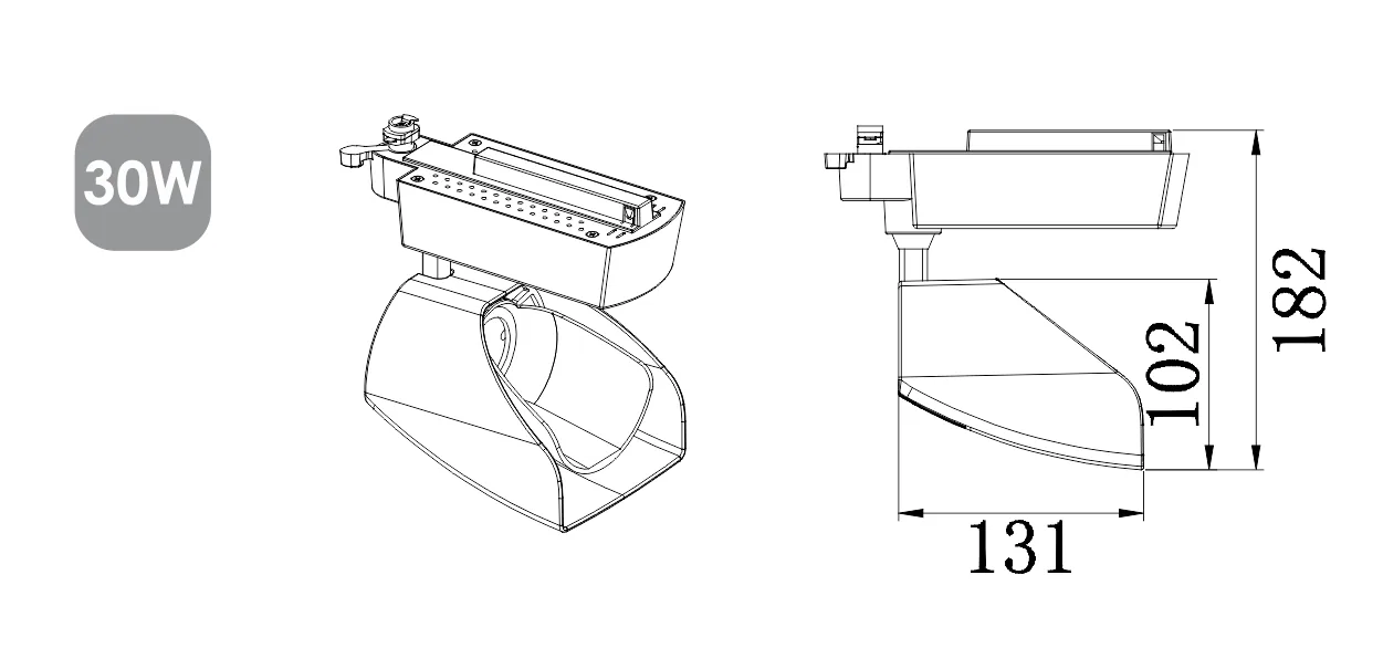 KT005 Die Casting Track Lighting Housing view 4