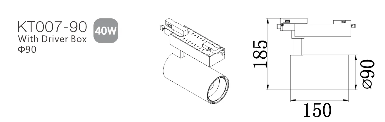 KT007 Die Casting Track Lighting Housing view 5