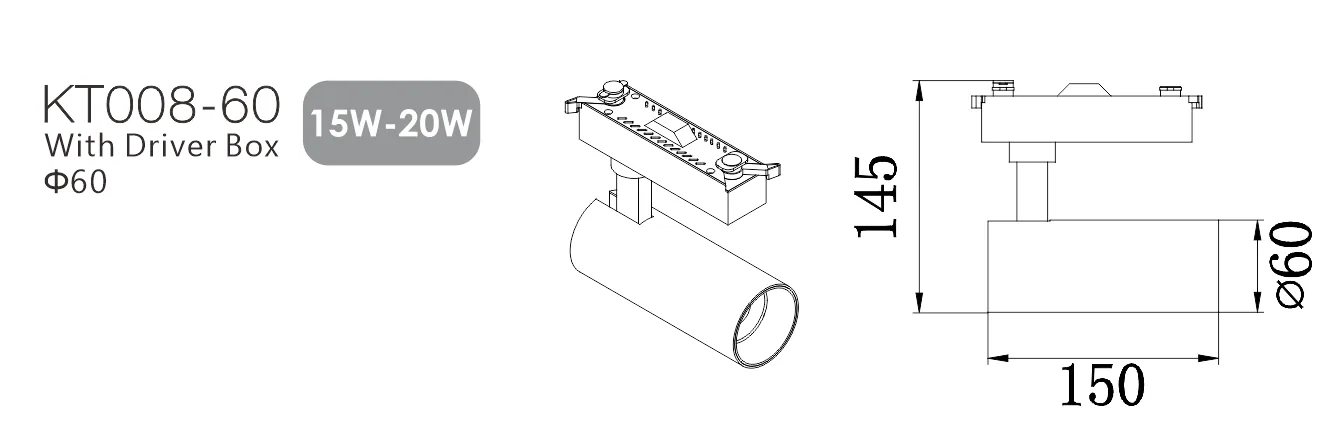 KT008 Die Casting Track Lighting Housing view 4