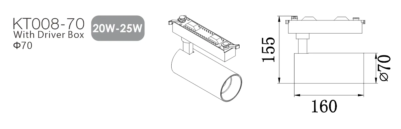KT008 Die Casting Track Lighting Housing view 3