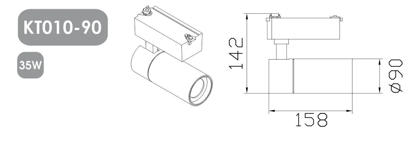 KT010 Die Casting Track Lighting Housing view 8