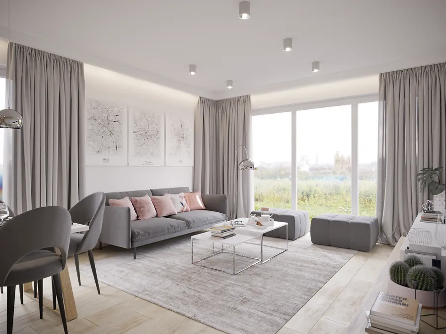 Recessed ceiling spotlights in a residential interior